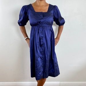 CALYPSO GORGEOUS SAPPHIRE BLUE RAW SILK SIGNATURE WRAP DRESS  SZ M